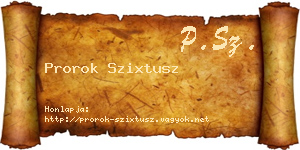 Prorok Szixtusz névjegykártya